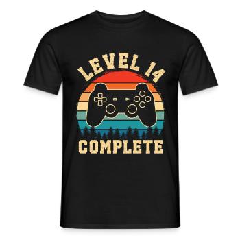 Level 14 complete – Cadeau 14 ans - T-shirt homme - noir - Devant - AI Model Male 178 light (178cm)