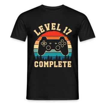 Level 17 complete – 17th anniversary gift - Men's T-Shirt - black - Front - AI Model Male 178 light (178cm)