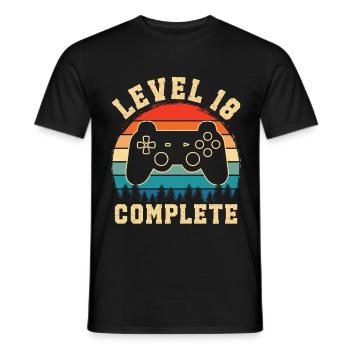 Level 18 complete – 18th anniversary gamer gift - Men's T-Shirt - black - Front - AI Model Male 178 light (178cm)