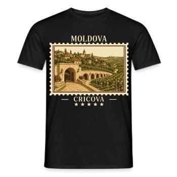 Moldau Cricova Vintage Reisemarke - Männer T-Shirt - Schwarz - Vorne - AI Model Male 178 light (178cm)