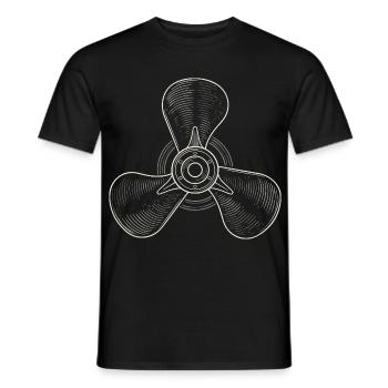 Vintage Three-Blade Propeller Illustration - Men's T-Shirt - black - Front - AI Model Male 178 light (178cm)