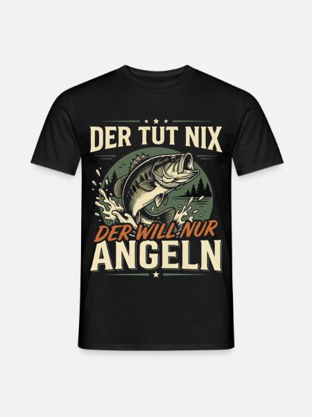 Der TUT nix der Will nur Angeln Fischer Spruch - Männer T-Shirt - Schwarz