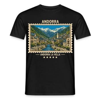 Andorra Andorra la Vella Vintage Reisemarke - Männer T-Shirt - Schwarz - Vorne - AI Model Male 178 light (178cm)