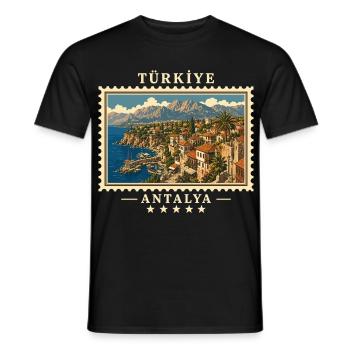 Türkiye Antalya Vintage Reisemarke - Männer T-Shirt - Schwarz - Vorne - AI Model Male 178 light (178cm)