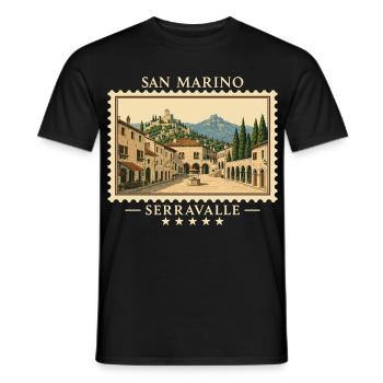 San Marino Serravalle Vintage Reisemarke - Männer T-Shirt - Schwarz - Vorne - AI Model Male 178 light (178cm)
