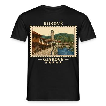 Kosovo Gjakovë Vintage Reisemarke - Männer T-Shirt - Schwarz - Vorne - AI Model Male 178 light (178cm)