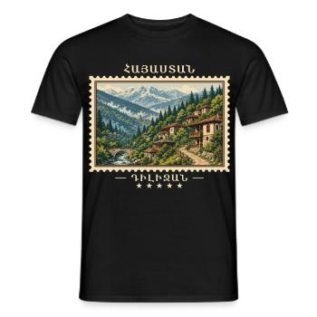 Marque de voyage vintage Armenia Dilijan - T-shirt homme - noir - Devant - AI Model Male 178 light (178cm)