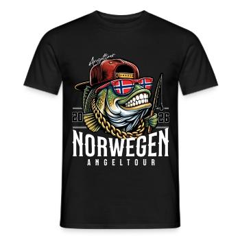 Norwegen Angeltour 2026 - Männer T-Shirt - Schwarz - Vorne - AI Model Male 178 light (178cm)