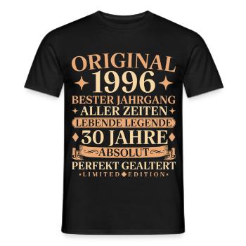Baujahr 1996 geboren 30. Geburtstag Vintage - Männer T-Shirt - Schwarz - Vorne - AI Model Male 178 light (178cm)