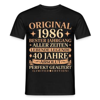 Baujahr 1986 geboren 40. Geburtstag Vintage - Männer T-Shirt - Schwarz - Vorne - AI Model Male 178 light (178cm)