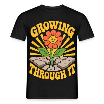 Growing Through It Flower - Men's T-Shirt - black - Front - AI Model Male 178 light (178cm)