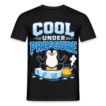 Cool Under Pressure Penguin Meditation - Men's T-Shirt - black - Front - AI Model Male 178 light (178cm)