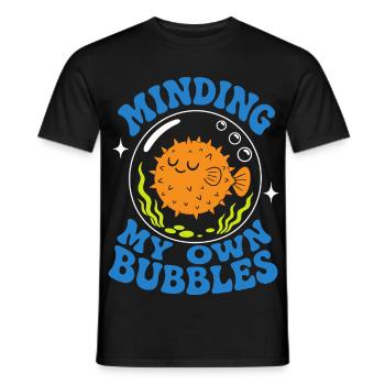 Prendre soin de mes propres bulles, poisson-globe - T-shirt homme - noir - Devant - AI Model Male 178 light (178cm)