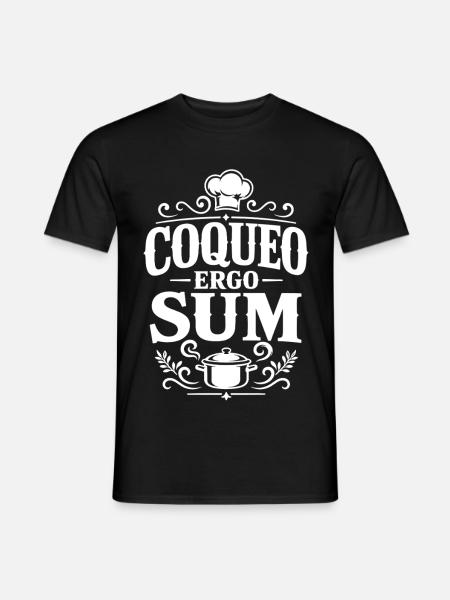 Ich koche also bin ich | Latein Spruch - Männer T-Shirt - Schwarz