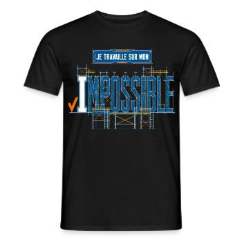 Je travaille sur mon impossible - Chantier - T-shirt homme - noir - Devant - AI Model Male 178 light (178cm)