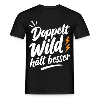 Doppelt Wild hält besser – Spruch für Paare - Männer T-Shirt - Schwarz - Vorne - AI Model Male 178 light (178cm)