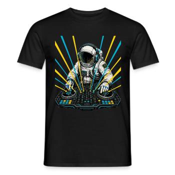 Astronaut DJ Laser - Men's T-Shirt - black - Front - AI Model Male 178 light (178cm)