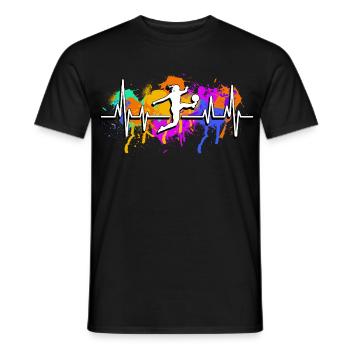 Women's football heartbeat - Men's T-Shirt - black - Front - AI Model Male 178 light (178cm)