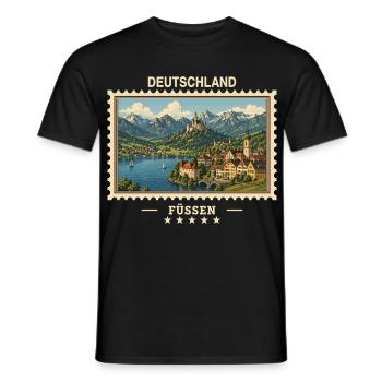 Deutschland Füssen Vintage Reisemarke - Männer T-Shirt - Schwarz - Vorne - AI Model Male 178 light (178cm)