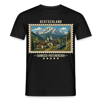 Deutschland Garmisch-Partenkirchen Vintage Reise - Männer T-Shirt - Schwarz - Vorne - AI Model Male 178 light (178cm)