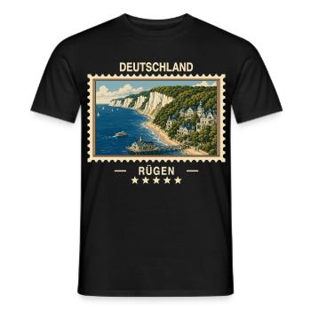 Deutschland Rügen Vintage Reisemarke - Männer T-Shirt - Schwarz - Vorne - AI Model Male 178 light (178cm)