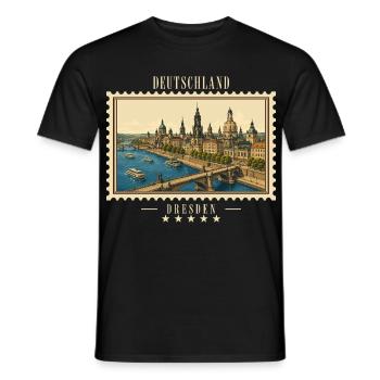 Deutschland Dresden Vintage Reisemarke - Männer T-Shirt - Schwarz - Vorne - AI Model Male 178 light (178cm)