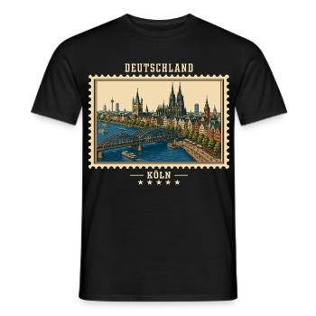 Deutschland Köln Vintage Reisemarke - Männer T-Shirt - Schwarz - Vorne - AI Model Male 178 light (178cm)