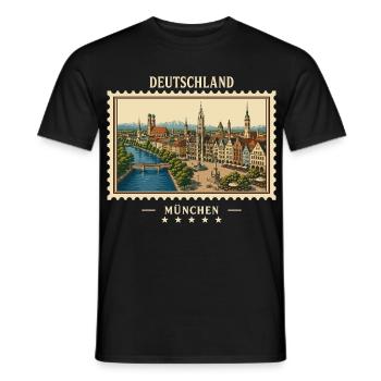 Deutschland München Vintage Reisemarke - Männer T-Shirt - Schwarz - Vorne - AI Model Male 178 light (178cm)
