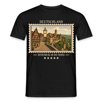 Deutschland Rothenburg ob der Tauber Vintage Reise - Männer T-Shirt - Schwarz - Vorne - AI Model Male 178 light (178cm)