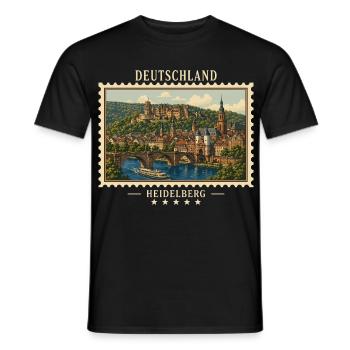 Deutschland Heidelberg Vintage Reisemarke - Männer T-Shirt - Schwarz - Vorne - AI Model Male 178 light (178cm)