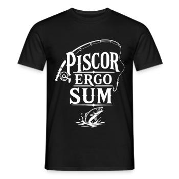 Ich angele also bin ich | Latein Spruch - Männer T-Shirt - Schwarz - Vorne - AI Model Male 178 light (178cm)