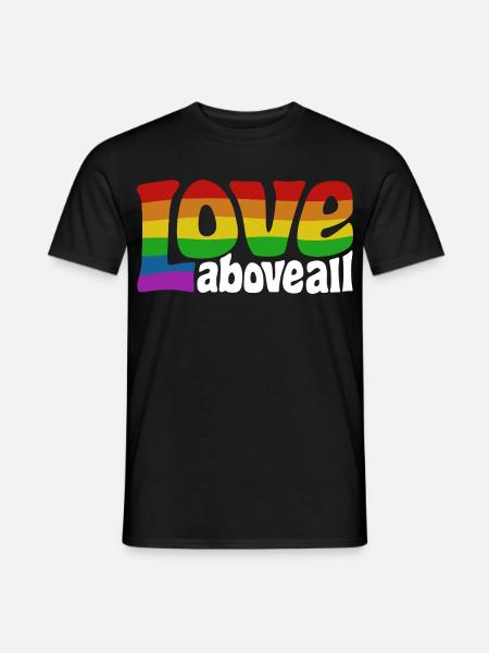Love Above All | Regenbogen Pride Design - Männer T-Shirt - Schwarz