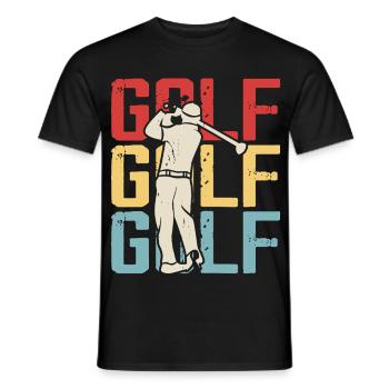 Retro Golf – tee off with passion - Men's T-Shirt - black - Front - AI Model Male 178 light (178cm)