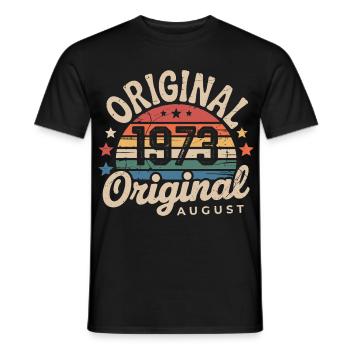Original August 1973 Vintage Birthday 1973 - Men's T-Shirt - black - Front - AI Model Male 178 light (178cm)