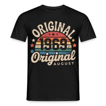 Original Août 1969 Vintage Anniversaire 1969 - T-shirt homme - noir - Devant - AI Model Male 178 light (178cm)