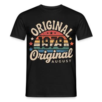 Original August 1979 Vintage Anniversary 1979 - Men's T-Shirt - black - Front - AI Model Male 178 light (178cm)