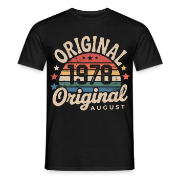 Original Août 1978 Vintage Anniversaire 1978 - T-shirt homme - noir - Devant - AI Model Male 178 light (178cm)