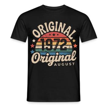 Original Août 1972 Vintage Anniversaire 1972 - T-shirt homme - noir - Devant - AI Model Male 178 light (178cm)