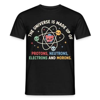 L’univers est inventé - science drôle - T-shirt homme - noir - Devant - AI Model Male 178 light (178cm)