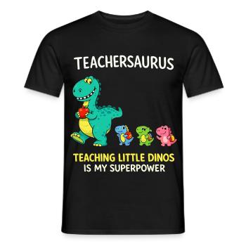 Teachersaurus Humour d’enseignant avec Petit Dinosaure - T-shirt homme - noir - Devant - AI Model Male 178 light (178cm)