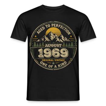 Cadeau Anniversaire 1969 Août Vintage 1969  - T-shirt homme - noir - Devant - AI Model Male 178 light (178cm)