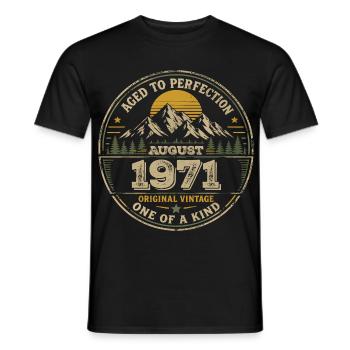 Vintage 1971 August 1971 Birthday Gift - Men's T-Shirt - black - Front - AI Model Male 178 light (178cm)