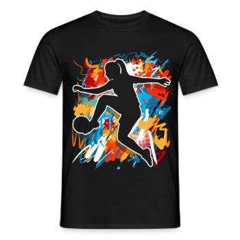 Women's Football - Men's T-Shirt - black - Front - AI Model Male 178 light (178cm)