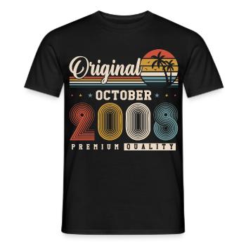Original 2008 – 18e anniversaire Vintage Rétro - T-shirt homme - noir - Devant - AI Model Male 178 light (178cm)