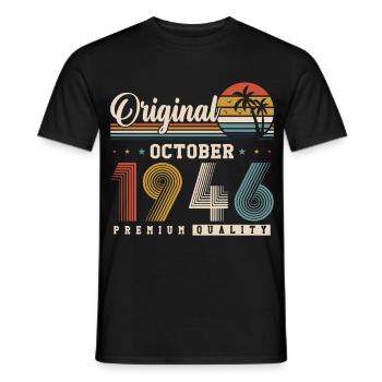 Original octobre 1946 – 80e anniversaire Rétro - T-shirt homme - noir - Devant - AI Model Male 178 light (178cm)