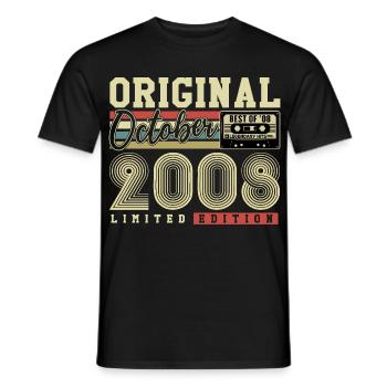 Original October 2008 – 18th Birthday Retro - Men's T-Shirt - black - Front - AI Model Male 178 light (178cm)