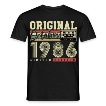 Original octobre 1986 – 40e anniversaire Rétro - T-shirt homme - noir - Devant - AI Model Male 178 light (178cm)