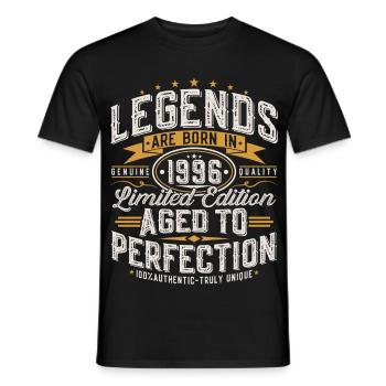 Cadeau rétro vintage d’anniversaire 1996 - T-shirt homme - noir - Devant - AI Model Male 178 light (178cm)