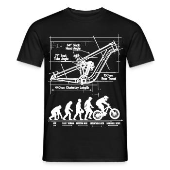 MTB Evolution Blueprint: Full Suspension Frame - Men's T-Shirt - black - Front - AI Model Male 178 light (178cm)