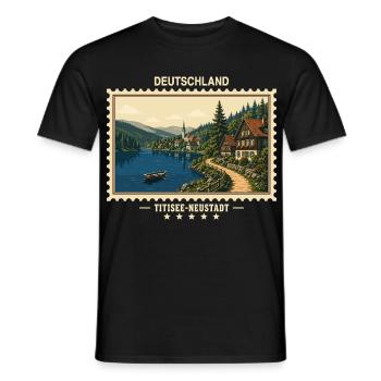 Deutschland Titisee-Neustadt Vintage Reisemarke - Männer T-Shirt - Schwarz - Vorne - AI Model Male 178 light (178cm)